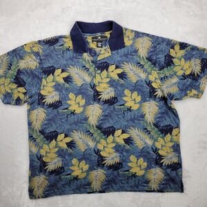 Consensus Shirt Men Extra Large Blue Hawaiian Tiki Hula Polo Sportswear Adult XL